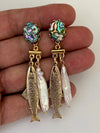 Sunny Fish & Pearl Earrings