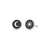 Sterling Silver Raised Sun & Moon Stud Earrings