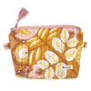 Tawny Quilted Zipper Pouch- Gold/Pink
