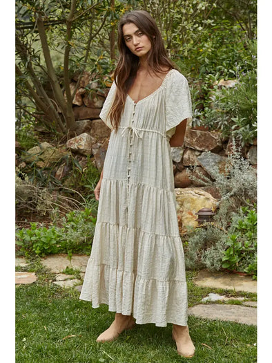 Down South Tiered Maxi Dress- Cream