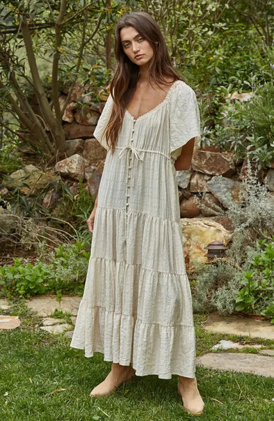 Down South Tiered Maxi Dress- Cream Mom's Sweet Shop Down South Tiered Maxi Dress- Cream Mom's Sweet Shop