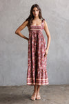 Tupelo Smocked Midi Dress- Wine