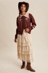 Embroidered Collar Knit Cardigan-Cinnamon