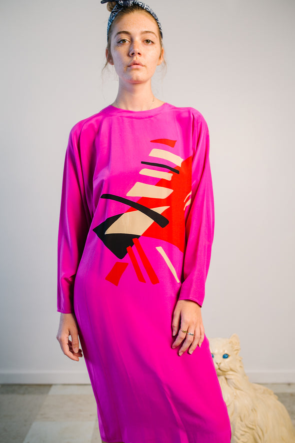 Vintage 80's Silk Midi Dress