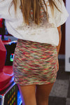 Tess Knit Mini Skirt- Red Multi- SIZE S