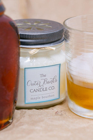 Outer Banks Candle Company Mason Jar Soy Candle- Maple Bourbon