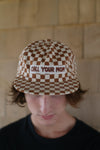 Call Your Mom Checkerboard Hat- Rust