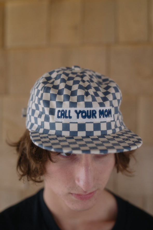Call Your Mom Checkerboard Hat- Blue Ridge