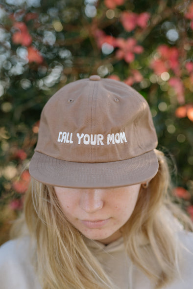 Call Your Mom Embroidered 5 Panel Hat-  Dune