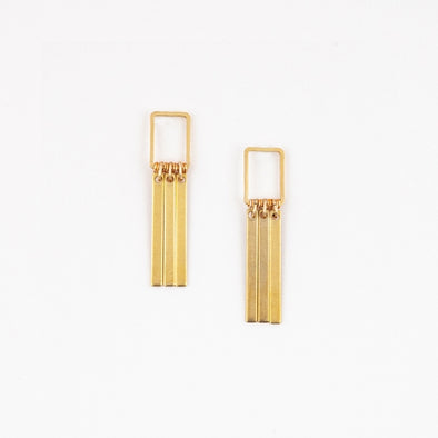 Shimmy Post Earrings- Brass