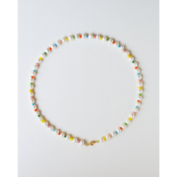 Rainbow Pearl Necklace -16"
