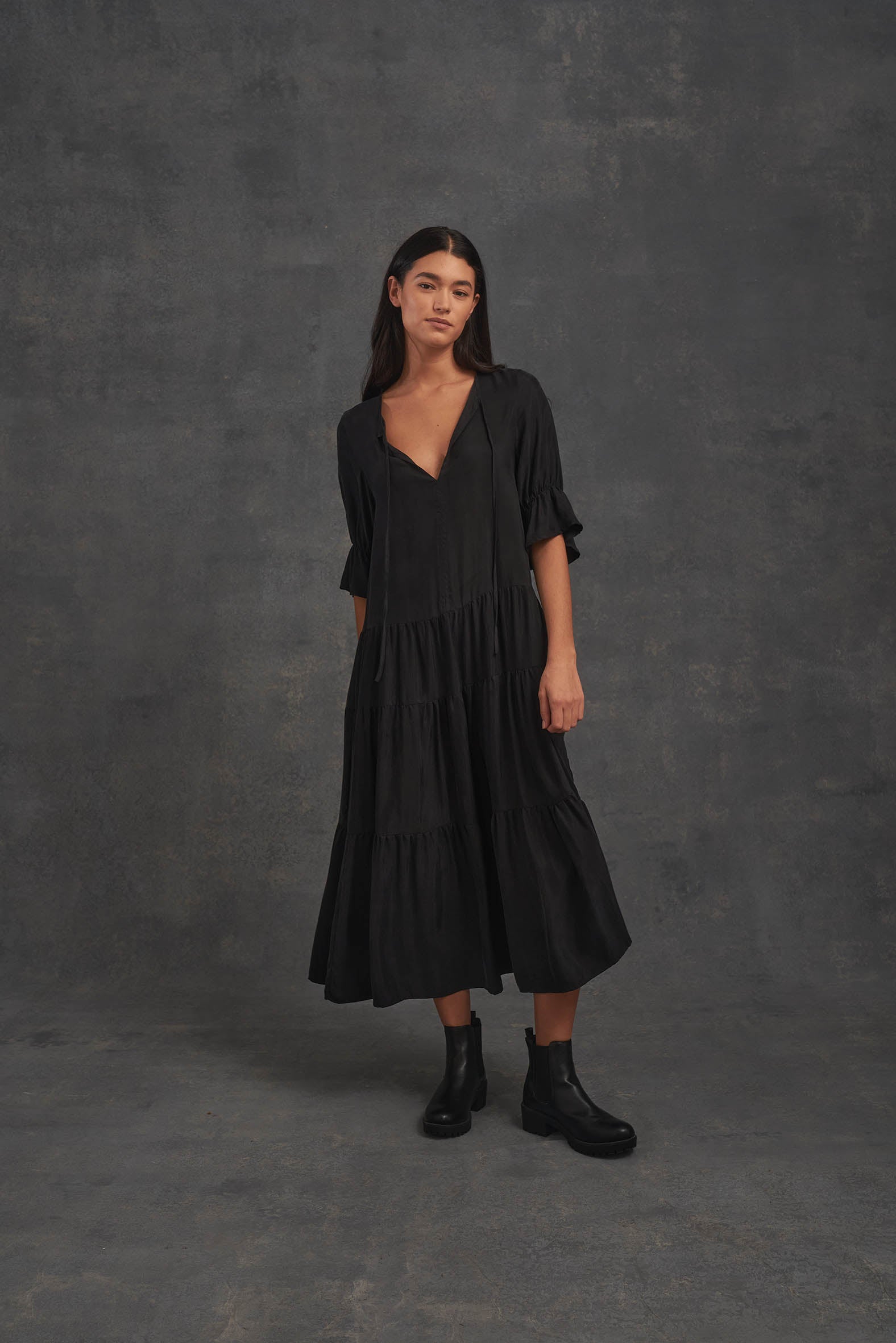 cupro maxi dress Ganni Black Fluid Cupro Maxi Dress