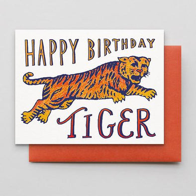 Birthday Tiger Letterpress Greeting Card