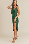 Cowl Neck Slip Dress- Forest Green- SIZE XS & S