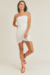 Malia Sleeveless Draped Front Dress- White-SIZE S & M