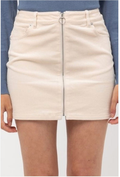 Corduroy Mini Skirt- Cream