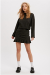 CLEARANCE- Micro Dot Ruffle Hem Mini Skirt- Black