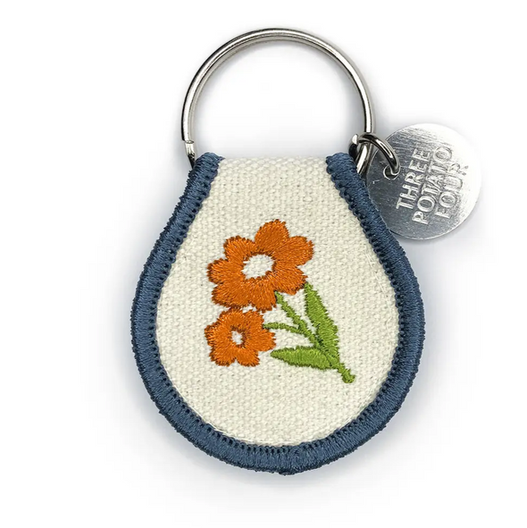 Patch Embroidered Keychain- Orange Blossom