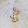 Pastel Crystal Butterfly Huggie Earrings- Gold