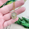 Opal Shield Gold Charm Necklace