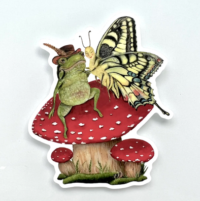 Frog & Butterfly Die Cut Vinyl Sticker