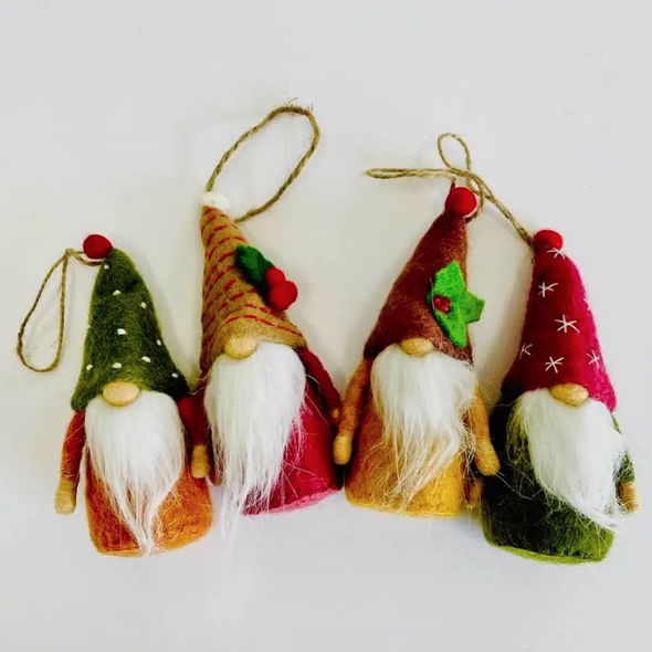 Felted Wool Gnome Ornaments