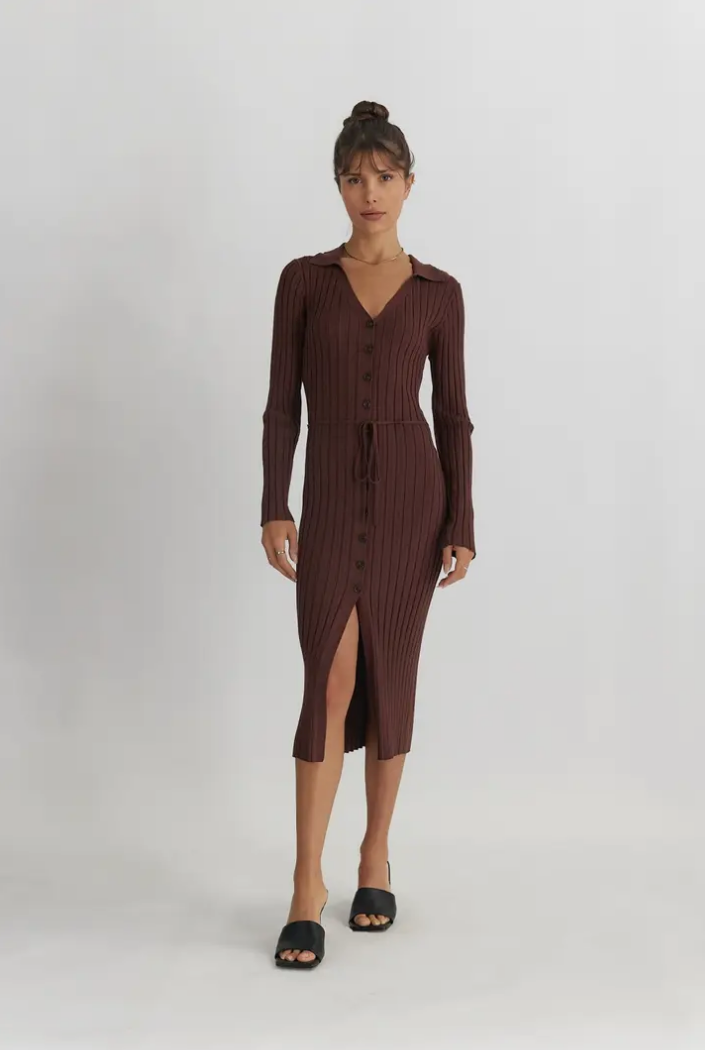 LAST CHANCE! Dana Knit Midi Dress- Chestnut - LAST CHANCE! Dana Knit Midi Dress- Chestnut -