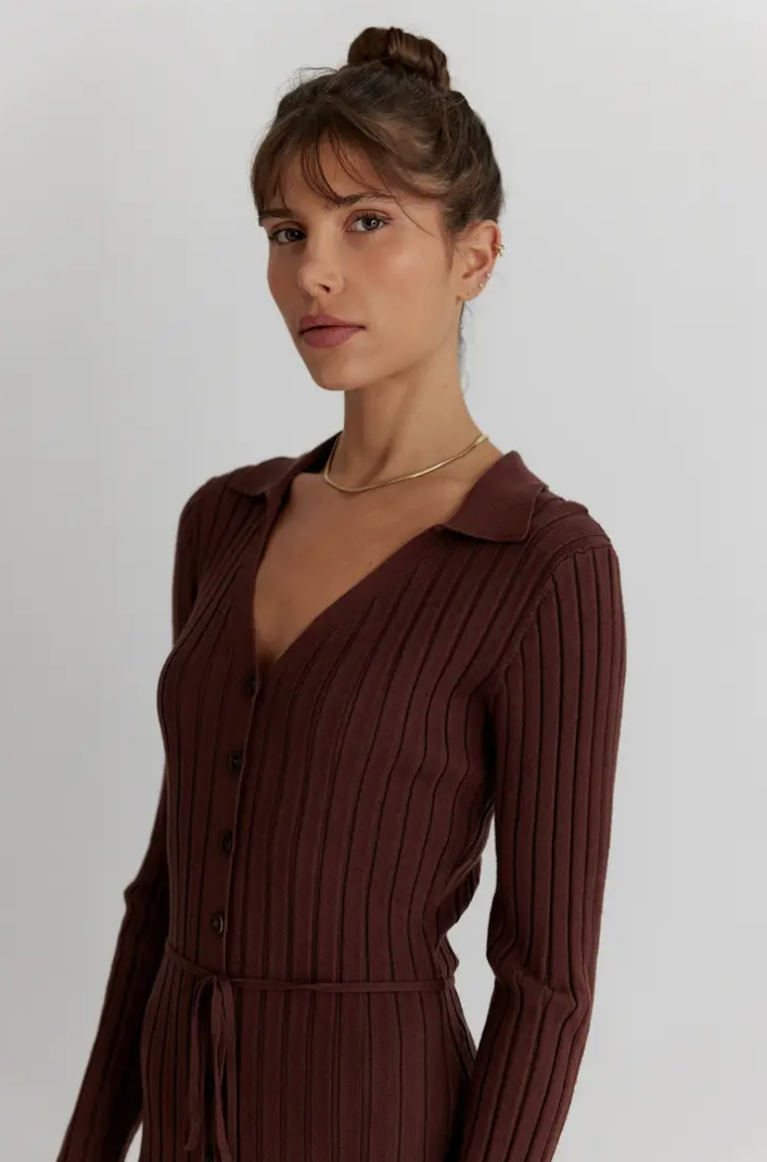 LAST CHANCE! Dana Knit Midi Dress- Chestnut - LAST CHANCE! Dana Knit Midi Dress- Chestnut -