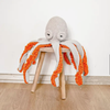 Crochet Octopus Stuffy- Light Gray/Orange