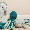 Crochet Octopus Stuffy- Turquoise/Light Gray