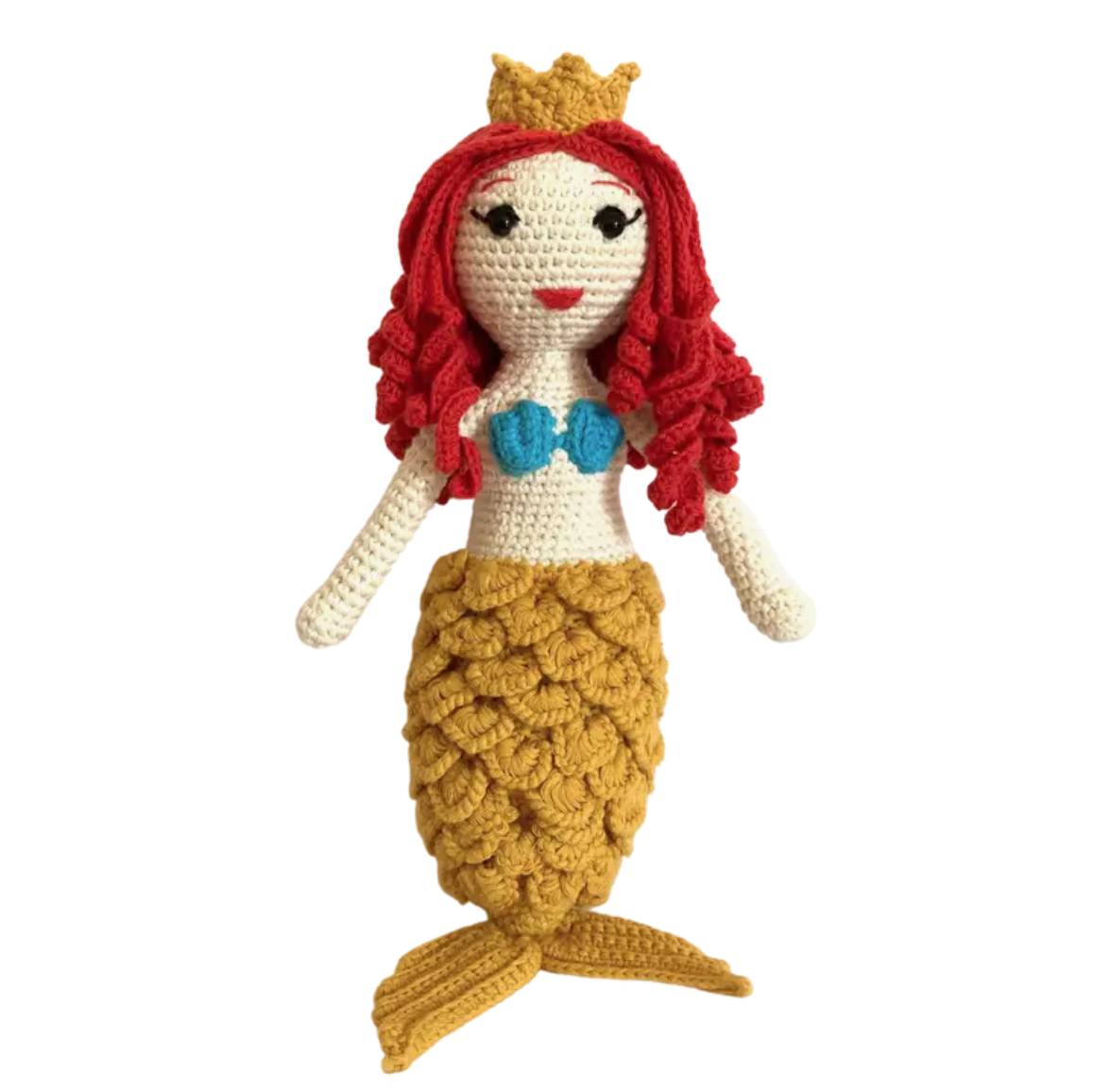 Crochet Mermaid Stuffed Doll Red Hair