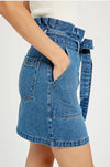 CLEARANCE- Paperbag Waist Denim Mini Skirt