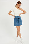 Paperbag Waist Denim Mini Skirt