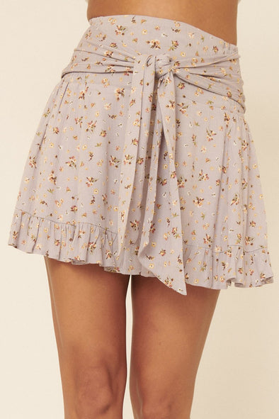 CLEARANCE- Pale Lilac Wrap Mini Skirt