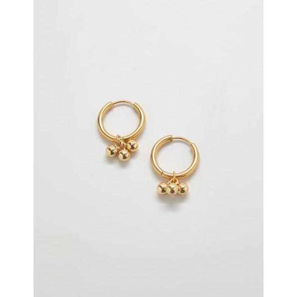 Gold Ball Charm Huggie Earrings