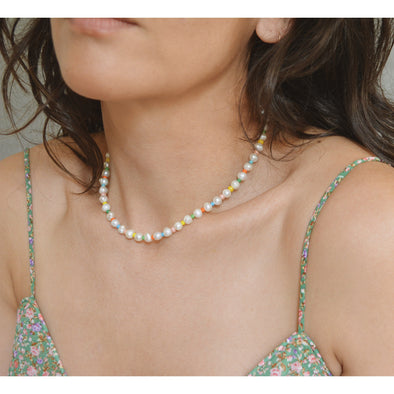 Rainbow Pearl Necklace -15"