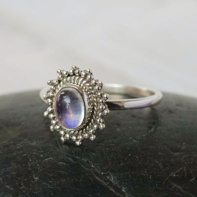 Sterling Dotted Moonstone Ring