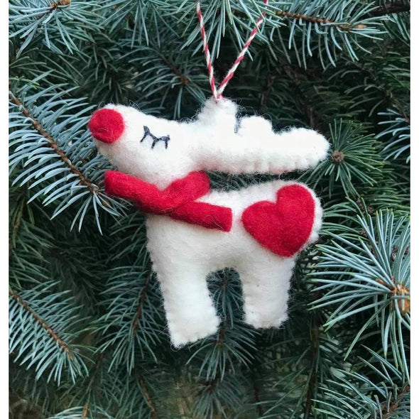 1 Felted Wool Reindeer Ornament