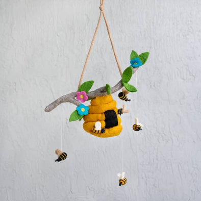 Felted Beehive Mobile