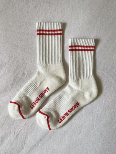 Le Bon Boyfriend Socks- Clean White