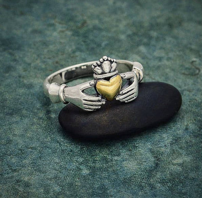 Sterling Silver Bronze Heart Claddagh Ring