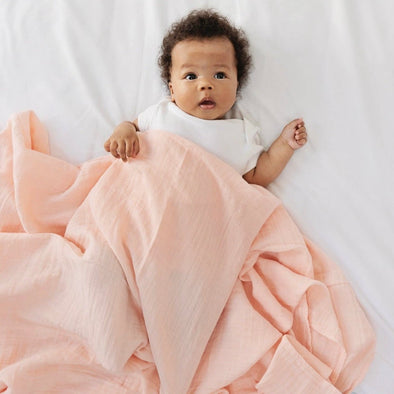 Organic Cotton Muslin Baby Wrap- Pale Peach