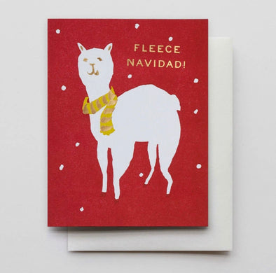 Fleece Navidad Gold Foil Letterpress Greeting Card