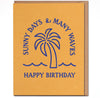 Sunny Days Many Waves- Beach Birthday Card