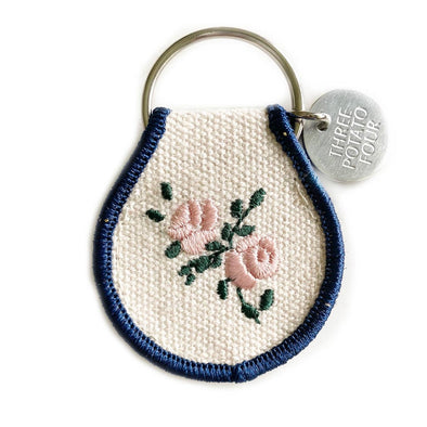Patch Embroidered Key Chain- Rose