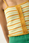 Striped Crochet Tank Top- Sunbaked Yellow