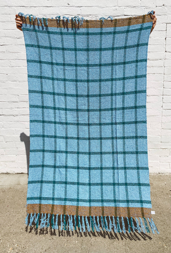 Cruz Heritage Plaid Handwoven Throw Blanket- Aqua/Teal