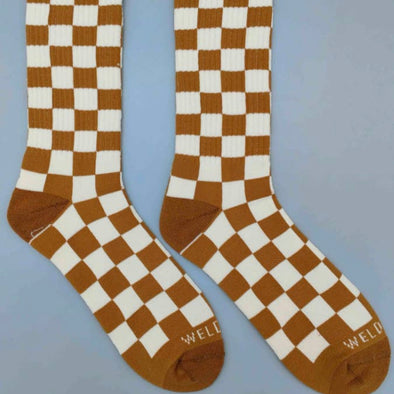 Weld Mfg Checker Socks- Gold