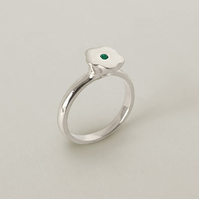 Merewif Blossom Sterling Silver/ Emerald Ring