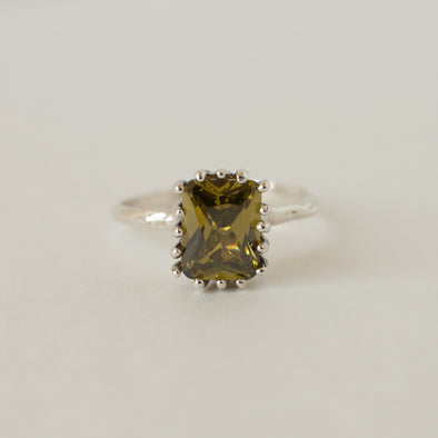 Merewif Ramona Sterling Silver/ Olive CZ Ring